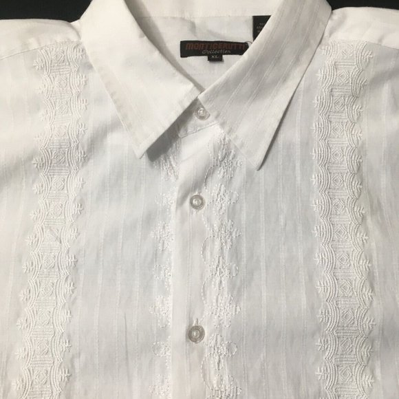 80's MEN'S WESTERN MONTICERUTTI EMBROIDERED hippie textured stitching white hip - Picture 2 of 8